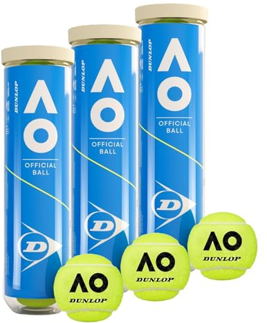 Dunlop Tennis Balls Australian Open | Official Ball | ITF approved | Grand Slam Quality | Premium Rubber Core | Woven Felt | Grass | Hard Court | Clay