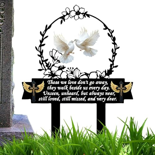 Palo Di Decorazione Tombe - Palo Di Tributo Del Cimitero Di Metallo | Cuore E Attraversamento Simpatia Commemorativa Marcatori Di Tomba Palo, Marcatori Di Tomba Di Simpatia Palo Per Il Giardino