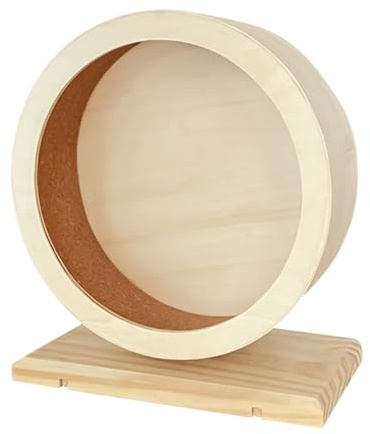 Rueda para Hámster, Rueda Silenciosa para Hámsteres Enanos, Giratorio de Madera con Base, Juguetes para Ratones, Erizos, Jerbos y Mascotas Pequeñas para Ejercicio, Diversión y