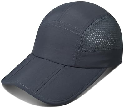 GADIEMKENSD Gorra de béisbol con Visera Larga para Hombre y Mujer, Visera Plegable y Malla Transpirable, Gorra UV de Verano para Deportes al Aire Libre, compacta, para Golf, Correr, Tenis,Gris Oscuro