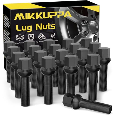 20 Stück MIKKUPPA Radschrauben Radbolzen M14x1,5 - Schaftlänge: 45mm,Kugelbund R13,Schlüsselweite :17mm (Schwarz)
