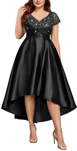 MISSMAY Women's Plus Size Vintage Double V-Neck Embroidery Sequin Wedding Guest Evening Party Dress