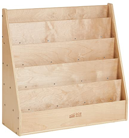 ECR4Kids Streamline Single-Sided Book Display with Storage, Classroom Bookshelf, Natural