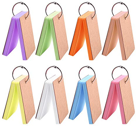 TUPARKA 8 set 400 st studiekort indexkort flashkort kraftpapper memo repdynor med metallpärmring, flerfärgad