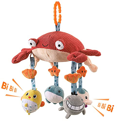 TUMAMA Baby Toys for 0 3 6 9 to 12 Months, Activity Plush Animal Stroller and Hanging Toy for Baby Car Seat Crib Travel, Sensory Learning Toy