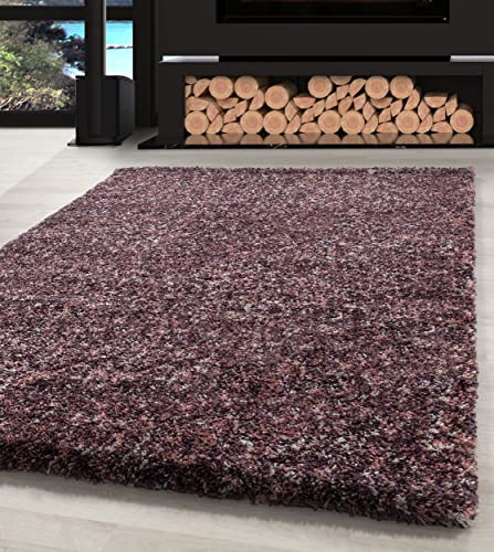 Carpettex Hochflor Teppich Wohnzimmer Shaggy Flokati Modern Meliert 120 x 170 cm Rosa - Schlafzimmer Weich Flauschig Waschbar - Küche Esszimmer Langflor