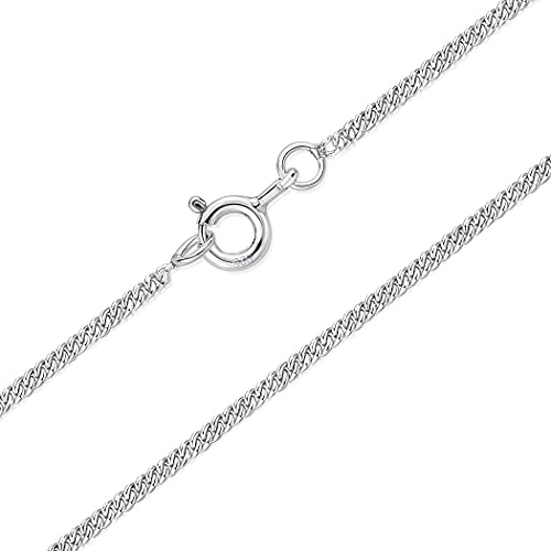 DTPsilver® 925 sterlingsilver tunt halsband/pansarkedja – fjäderringslås – bredd: 1,5 mm – olika längder: 40, 45, 51, 55, 61 cm, Sterlingsilver