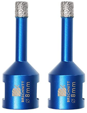 Broca de diamante de 8 mm, 2 piezas M14 Sierra perforadora de diamante soldada al vacío para baldosas, gres porcelánico, cerámica, mármol, granito, perforación