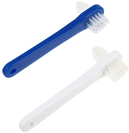 2Pcs Spazzola per Protesi a Doppia Testa Spazzola per La Pulizia Della Protesi Dentaria Strumento per La Pulizia Della Dentiera Spazzolini da Denti a Doppia Testa per La Cura