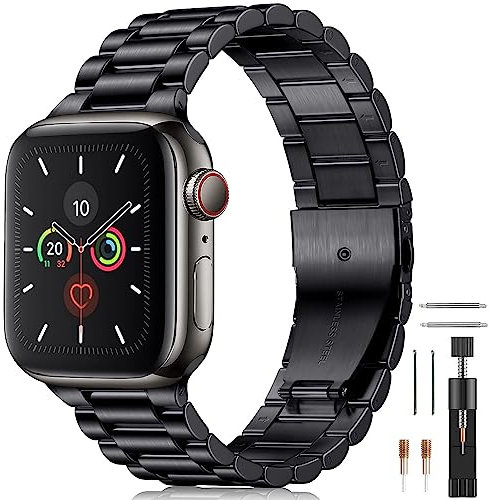 BolYel Compatible con Correa Apple Watch 42mm(Series 10) 41mm 40mm 38mm Metal de Acero Inoxidable Correas para Apple Watch Series 10 9 8 7 SE 6 5 4 3 2 1, Negro