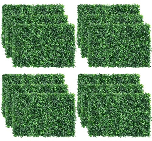 DERTE 12 paneles de pared de césped de 24 x 16 pulgadas, telón de fondo de césped, paneles de boj, valla de jardín, patio trasero (estilo H)