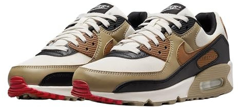 Nike Damen Air Max 90 Sneaker, Phantom Lt British Tan Black Fire Red, 40.5 EU