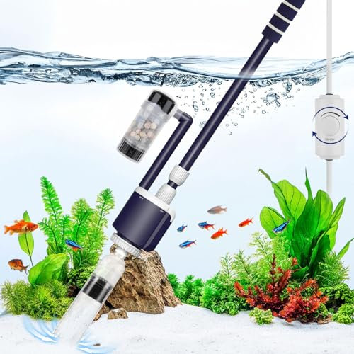 AQQA Aquarium Sauger, DC 2300L/h Einstellbarer Wasserdurchfluss Mulmsauger Aquarium Elektrisch, 32W Elektrische Mulmsauger mit Dreifacher Filtrierung für Wasserwechsel Sandreinigung