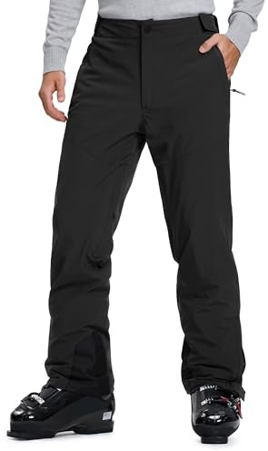 33,000ft Herren Skihose 10000 MM wasserdichte Snowboardhose Winddichte Warme Gefütterte Softshellhose Winter Thermohose Ski Pants für Männer Schwarz L