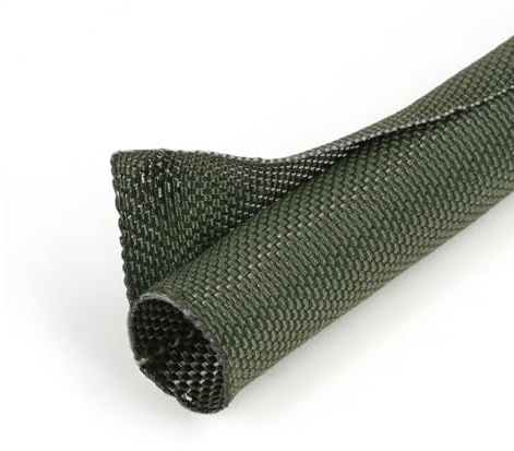 Holed 1/2 inch Split Braided Cable Management Sleeve for USB Cable Power Cord Audio Video Cable, High-Temperature Automotive Harness Wire Loom Cord Protector from Cat Dog Chewing (Green, 10FT)