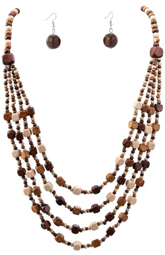 Mialkoo Chunky Bois Collier pour les Femmes à Long RéTro Stratifié Collier Choker DéClaration Brune Jewerly