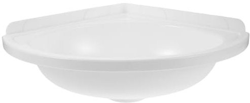 Veemoon Lavabo triangular de esquina: lavabo blanco con un solo orificio para grifo, lavabo triangular de plástico pequeño para baño.