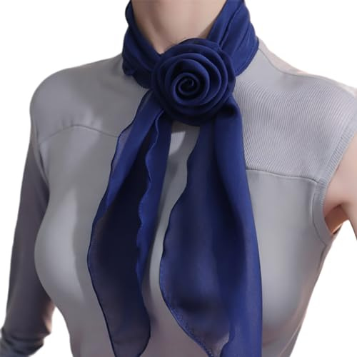 WLNEXT Bufanda de seda con diseño de rosas para mujer, corbata francesa, bufanda decorativa para el cuello, bufanda elegante a mano, bufanda triangular