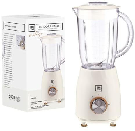 Batidora Vaso EMMA - Envío 24h - Turbo de Alta Potencia, Bajo Consumo, Alto Rendimiento - Hogar y Hostelería - Fácil Limpieza - 1,2 L - Antirroturas (B. Vintage)