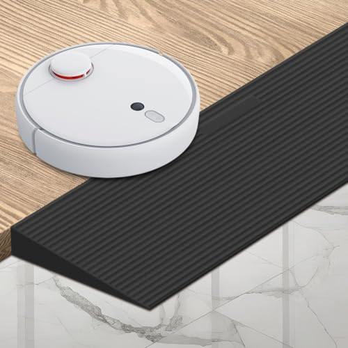 Vkechh Dörrtröskelramp 90 x 20 x 3 cm, rullstolsramp av massivt gummi upp till 1,5 t förkortad och halkfri, ramp, robotrobotdammsugare, uppkörningsramp för robotdammsugare, rullator