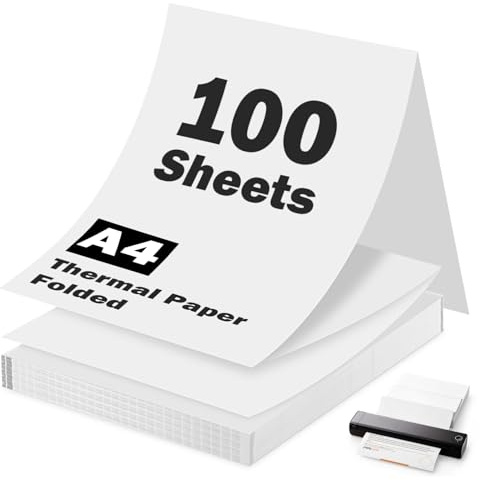 Papier Thermique A4 100 Feuilles, Sans BPA et à Séchage Rapide, Papier pour Imprimante Thermique A4 Compatible avec la Plupart des Modèles, pour Documents, Pages Web et Photos