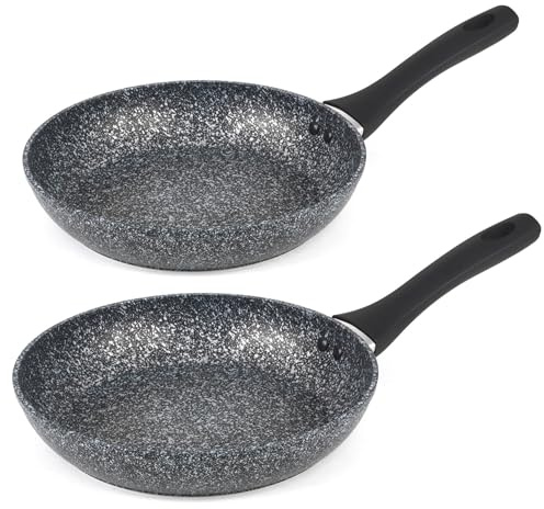 Salter COMBO-3692 Megastone Frying Pan Set - 24/28 cm Non-Stick Fry Pans, Induction Frying Pan, 2 Piece Set, Omelette Pan, Dishwasher & Metal Utensil Safe, PFOA Free, Aluminium, Soft-Touch Handles