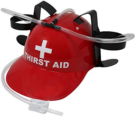 Close Up Party Trinkhelm - Thirst Aid Helm mit Getränkehalter und Schlauch - Bauarbeiterhelm Spaßartikel - Wiederverwendbar