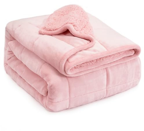 Lofus Sherpa Fleece 60 x 80 - Coperta appesantita per adulti, misura Queen, ultra fuzzy Comfort Sherpa reversibile pesante coperta, colore: Rosa