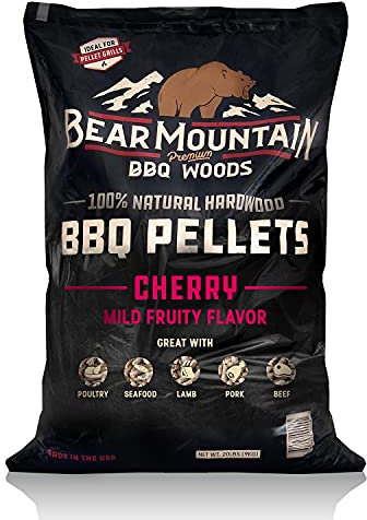 BEAR MOUNTAIN Premium BBQ WOODS Premium All Natural Hardwood Cherry Smoker Grilling Pellets for BBQ, Bake, Roast, Grill, and Low Moisture - (40 Pounds)