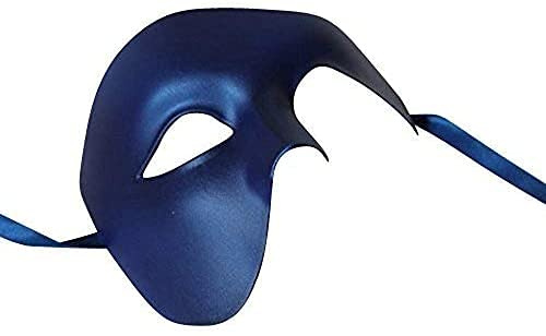 MÄN BLÅ HALV FACE PHANTOM KVALITET VENETISK MASQUERADE TEATRISK PARTY EYE MASK
