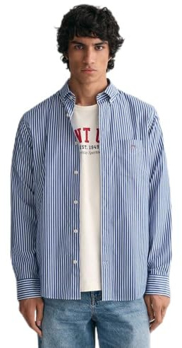GANT REG POPLIN STRIPE SHIRT, Camicia elegante Uomo, Blu ( COLLEGE BLUE ), 3XL