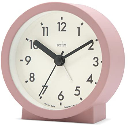 Acctim Gaby Small Analogue Contemporary Beside Alarm Clock Dusty Rose