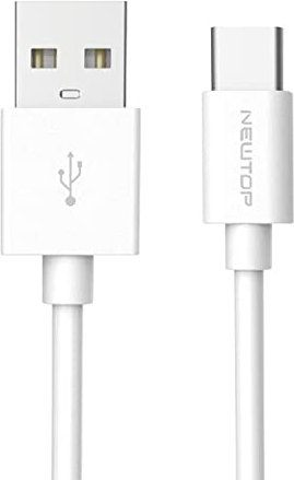 N NEWTOP Cavo CU07 Caricabatterie 2.1A USB Type-C Maschio 1 metro Universale Carica Dati Cavetto Trasmissione Compatibile con Cellulari Smartphone Samsung, Huawei, Xiaomi, Realme, Oppo (1pz Bianco)