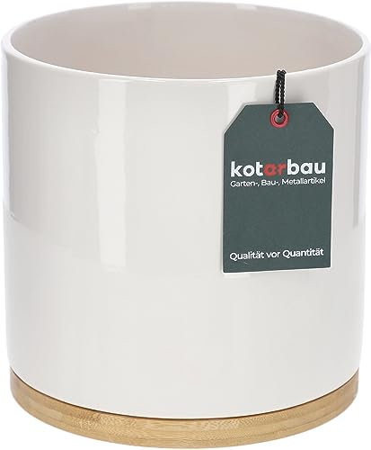 KOTARBAU® Maceta de 19 cm con Cuenco de Bambú Cilíndrico de Cerámica Decorativa, Cubremacetas, Macetas de Cerámica para Plantas de Interior y Plantas