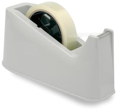 G4GADGET Heavy Duty, Tape Dispenser - Weighted, Non-Skid Rubber Base - High-Quality, Sharp Cutting Blade, Desktop Adhesive Distributor - Uniform Cutting - One Hand Dispensing (White)