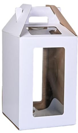 F Fityle Grande boîte à gâteaux, boîte de Transport de gâteaux, Porte-gâteau Portable Polyvalent Anti-poussière avec fenêtre pour Les Mariages, Les, Blanc 25cmx25cmx30cm