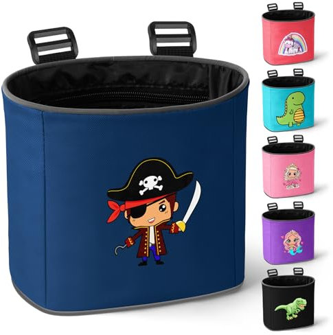 Adiwo Cestas para Bicicletas, Cesta Bici para Niño Bolsa Manillar Bici con Dos Tiras Reflectantes Cosidas, Cestas Bici Equilibrio Tela Oxford Impermeable, Cesta Bici Pirata, Accesorios Bici （Azul）