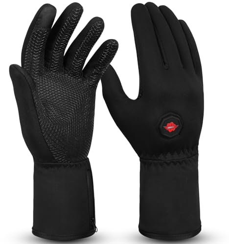 Dr.warm Beheizbare Handschuhe, beheizte Handschuhe Damen Herren mit Heizung Winterarbeitshandschuhe dünne Wasserabweisende beheizbare Handschuhe Fahrrad Winter Handwärmer (Schwarz, S)