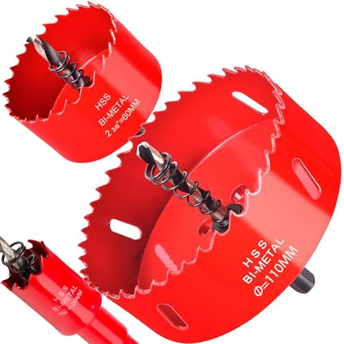 Otutefo Juego de sierra perforadora bimetálica, corona de perforación para madera, plástico, UPVC, MDF y placas de yeso, láminas de metal finas, broca duradera (20 mm, 60 mm, 110 mm/una)
