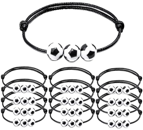 Lot de 12 bracelets de football pour enfants, bracelet tissé de sport de football, cadeaux de fête sportive, bracelets d'amitié tressés réglables, pour les anniversaires d'enfants sportifs