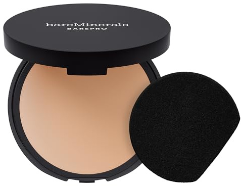 bareMinerals BAREPRO Skin-Perfecting Powder Foundation - Mattierende Kompaktpuder-Foundation mit voller Deckkraft, pflanzlichem Squalan, talkfrei, ölkontrollierend, vegan