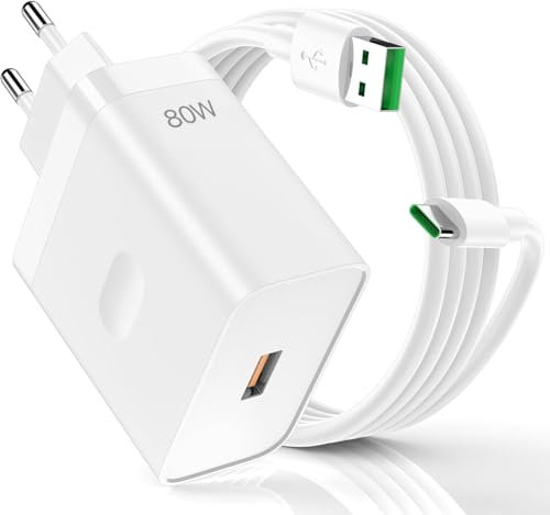 Caricatore 80w per Oppo con cavo ricarica rapida USB C Vooc 1 metro, caricabatterie SUPERVOOC charge per OPPO Find X5 X3/2Neo/Reno12 11 F 10 8 Pro/OnePlus 12 12R 11 9 Pro Nord 2T CE 4 3 Lite