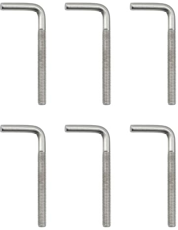 (6 pezzi) M8 x 150 mm Bulloni di ancoraggio per calcestruzzo in acciaio inossidabile 304 Quadrato Bend Vite ad angolo retto Bullone di Fondazione Filettato Piegare Ganci di Fissaggio