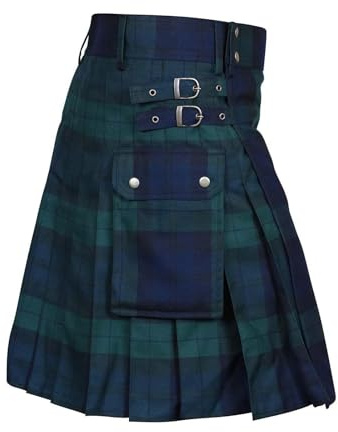 Kilt écossais pour Hommes, Traditionnel, à Carreaux, pour Homme, Tartan Irlandais, Combat, Punk, Gothique, région montagneuse, Jupe, Kilt Utilitaire, avec Sangles et Poches