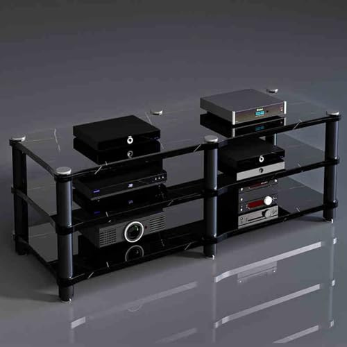 Moderno armario de audio – Estante de almacenamiento portátil con gestión de cables para componentes estéreo de alta fidelidad – elegante para tu sistema de entretenimiento