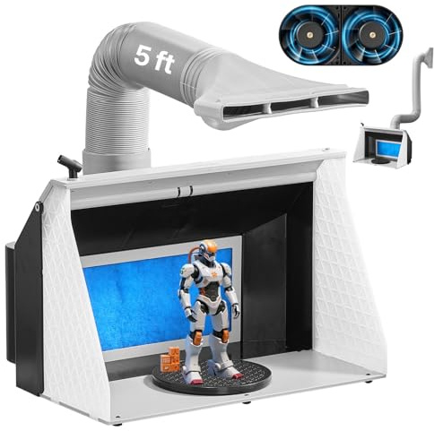 VEVOR Cabine de Peinture Aérographe Portable 545x475x370 mm, Tente de Pulvérisation avec 2 Ventilateurs, 3 Lumières LED et Tuyau d'Échappement, pour Peinture de Maquettes, d'Artisanat et de Gâteaux