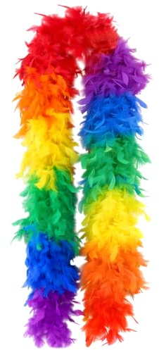 MUNSKT Carnival Costume Rainbow Feather Boa, 200CM Turkey Boa Feathers for Parties, Christmas, Weddings, Concerts, Pets and Home Decoration