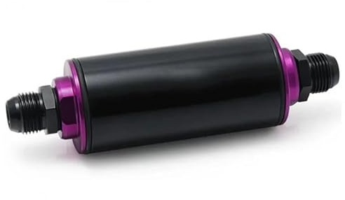 Bilbränslefilter Universal 100 mikron 8,6 MM aluminium högflödesbränsle inline bensinfilter Bilkoffert EP-OF 86 bensinfilter för bil(AN10 BLACK)