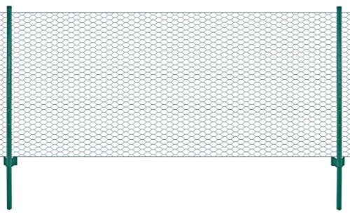Genérico Valla de Malla Alambre con Postes Acero 25x0,5 m Verde,Bricolaje,Vallas de jardín,Paneles de Vallas,Verde,9.38 kg,144608