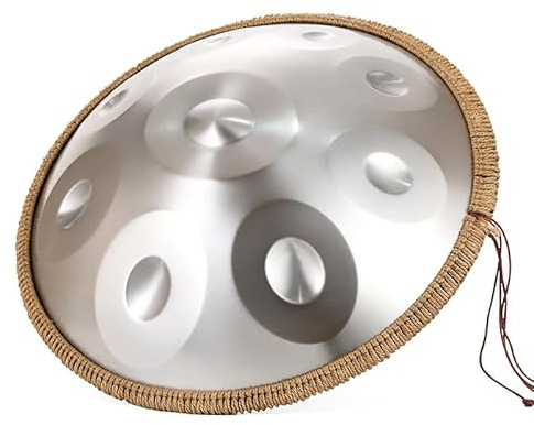 22 tum Handpan-trumma, 9/10/12 noter Handpan Instrument Kung Minor Musik Slagverk Harmonic med Resonans Bekväm Perfekt för nybörjare Drum Sound Healing Meditation (silver, 12 anteckningar)